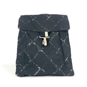 CHANEL Old travel line backpack bag Backpack Nylon Black